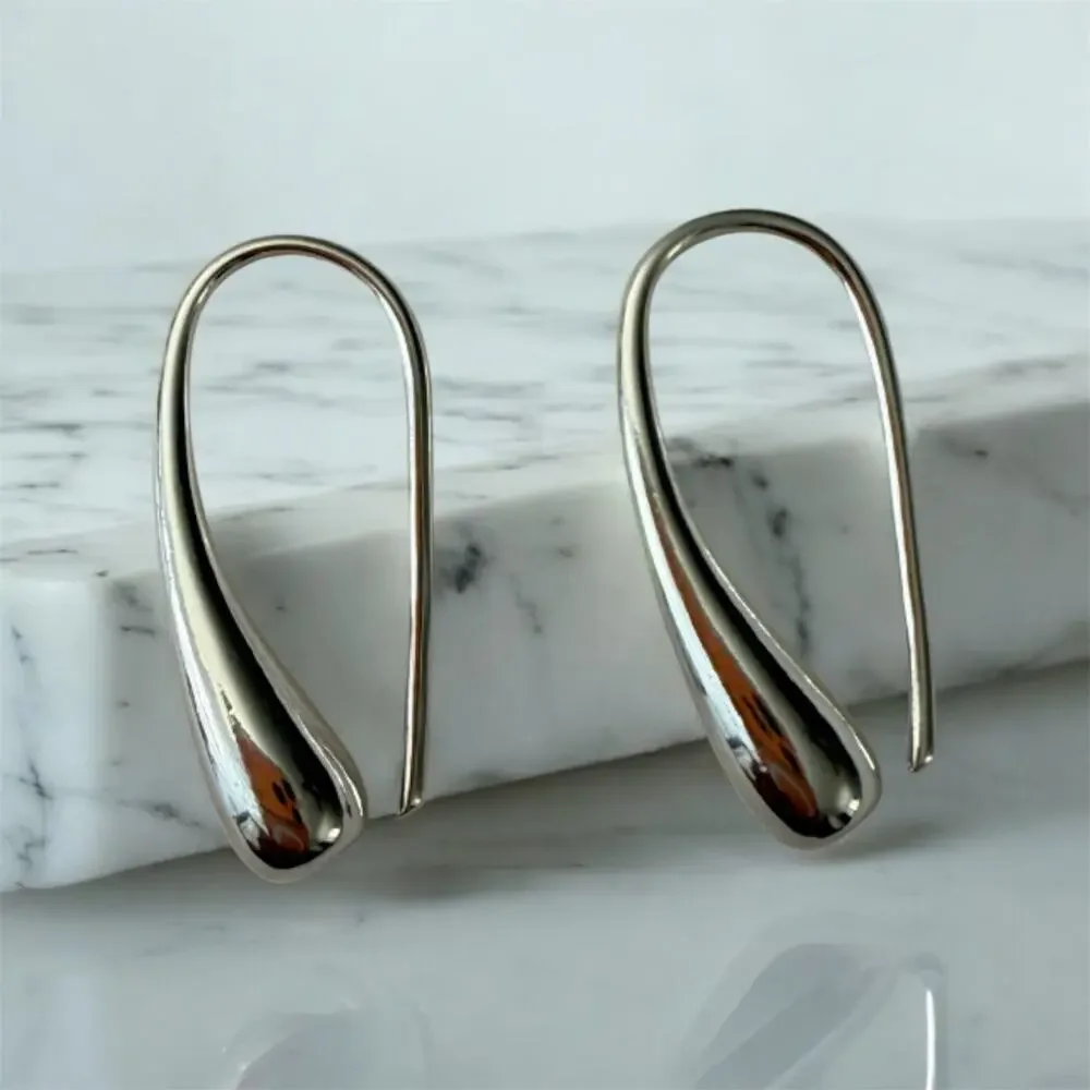 925 Stamped Sterling Silver Plated Water Droplet Earrings Hook 1inch